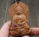 African Rosewood Carved Buddha Shakyamuni Statue Amulet Handmade Netsuke Buddha photo 4