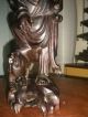 Antique Chinese Carved Boxwood Sennin Buddha Reaching Standing On Top A Dog 19c. Buddha photo 9