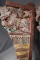 Pair Antique Oriental Carved Wood Dragon Brackets Corbel Polychrome Gargoyle Parts & Salvaged Pieces photo 2