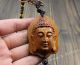 African Rosewood Carved Buddha Shakyamuni Head Statue Amulet Handmade Netsuke Buddha photo 4