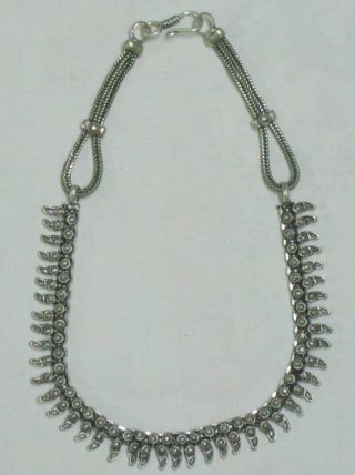 Tibetan Silver Plated Handmade Necklace 42cm.  Long Chain Style Oxidzed 2cm.  Wid photo