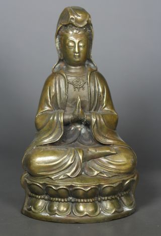 Chinese Old Copper Handwork Kwan - Yin Statue photo