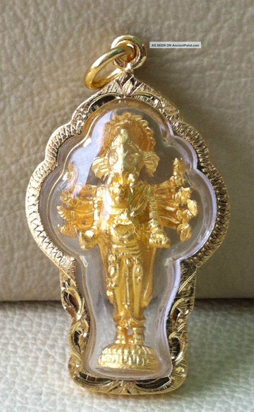 Powerful Lord Ganesha Om Hindu On Skull Luck Rich Wealth Safe Knowledge Amulet Amulets photo