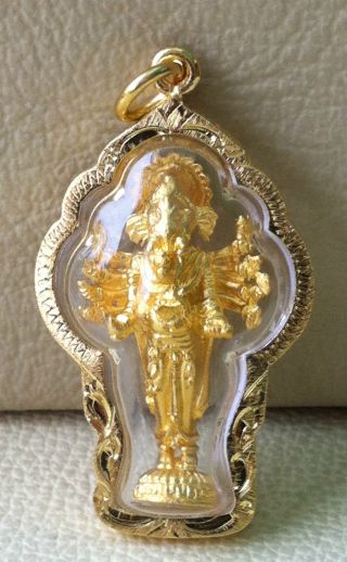 Powerful Lord Ganesha Om Hindu On Skull Luck Rich Wealth Safe Knowledge Amulet photo