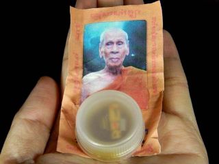 Holy Wax Kuman Takrut Lp Ap Wat Thong Sai Lucky Rich Temple Box Thai Amulet photo