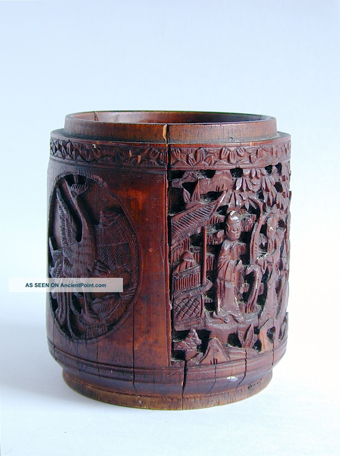 A Chinese Qing Dynasty Well Carved Bamboo Brush Pot Brush Pots photo