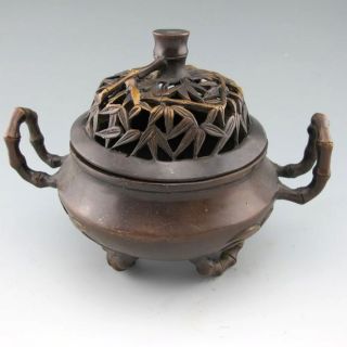Chinese Bronze Incense Burner W Qianlong Mark Nr photo