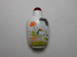 Delicate China Glass Crane Snuff Bottle, photo