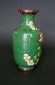 Antique Chinese Cloisonne Enamel Vase Green With Geraniums China Vases photo 2