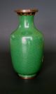 Antique Chinese Cloisonne Enamel Vase Green With Geraniums China Vases photo 3