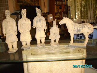 1 Foot Tall Terracotta Chinese Warriors And Horse Statue Figures photo