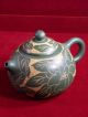 Antique Chinese Yixing Teapot Green Carved,  Signed & Marked,  Handmade Pottery Teapots photo 1