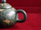 Antique Chinese Yixing Teapot Green Carved,  Signed & Marked,  Handmade Pottery Teapots photo 2