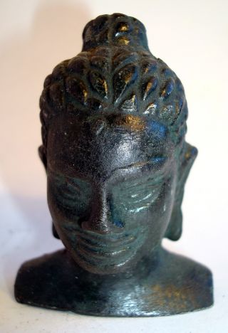 Classic And Lovely Ayutthaya Thai,  Bronze Buddha Head Statue,  Antiquity photo