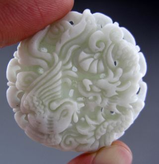 Fine Chinese Sculpture Hetian Jade Pendant photo