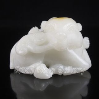 Chinese Hetian Jade Pendant - Sheep & Ruyi Nr photo