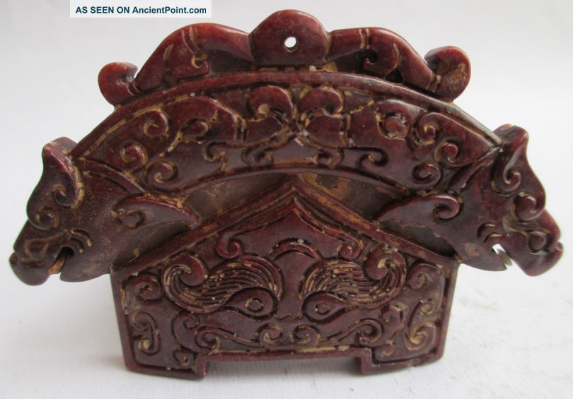 China ' S Perfect Red Wine Shuanglong Beast Jade Pendant / 7 - 013 Other photo