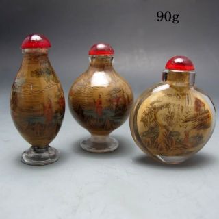 3pcs Chinese Inside Hand Painted Glass Snuff Bottle Nr/nc2070 photo