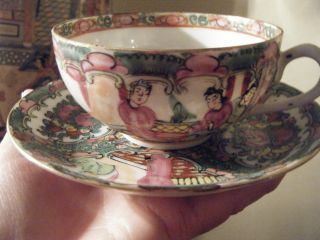 Old Porcelain Famille Rose Cup And Saucer photo