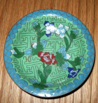 Antique Chinese Cloisonne Enamel Copper Plate/dish Trays Floral Pattern Design photo