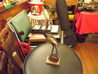 Vintage Animal Horn Stork Bird Asian Art Statue Hand Carved photo