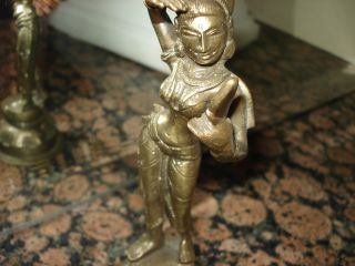 Vintage Solid Brass Indian Belly Dancer Goddess Looking In The Mirror - Adorable photo