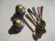 Vintage Oriental Brass Enamel Cloisonne Spoons Salt Pepper Shaker Boxes photo 2