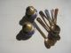 Vintage Oriental Brass Enamel Cloisonne Spoons Salt Pepper Shaker Boxes photo 3
