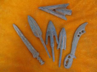 Chinese Bronze Weapon Arrowhead Six Different Old 04 photo