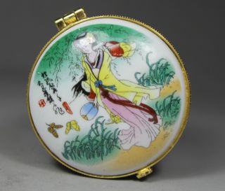 Chinese Handwork Porcelain Butterfly Belle Old Jewel Case Box photo