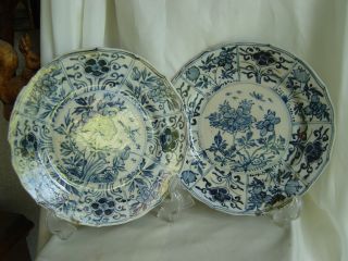 18th Two B/w Chinese Export Porcelain Qianlong Plates From Ship Wreck photo