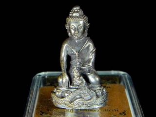 Real Phra Kring Naga Sri Suttho Lp Kambu Sattaloha Bronze Buddha Amulet Be.  2555 photo