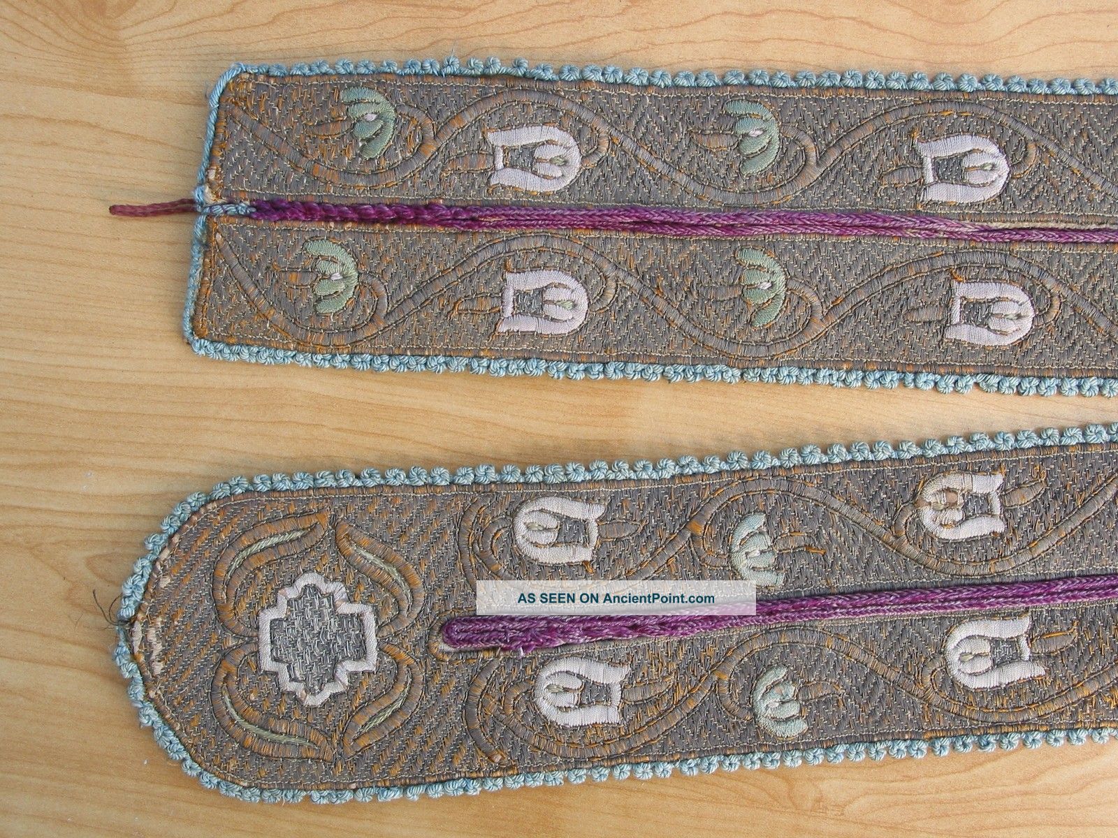 Ottoman Turkish Belt Silver Embroidered Tulips,  Lined W/ Ikat 18th - 19th Century Middle East photo