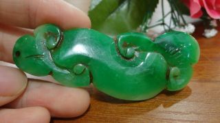 Chinese Perfect Antique Green Jade Pendant/ruyi Cloud&85mm L X32mm W photo