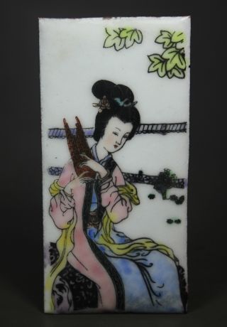Chinese Old Cloisonne Handwork Painting Belle Decoration photo