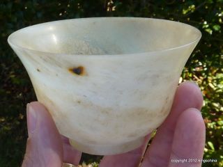 Nr Chinese White Jade Mutton Fat Cup 19th Century Qing Carving Jade Hardstone photo