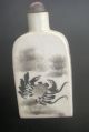 Antique Japanese Snuff Bottle,  Crab Design On Porcelain W/ Signature Snuff Bottles photo 3