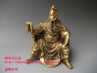 Js680 Rare,  Chinese Brass Carved Statue ' Guan Gong ' photo