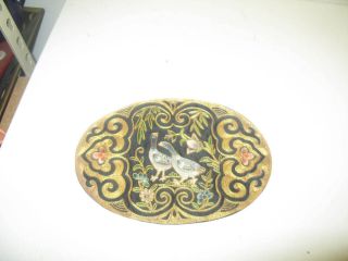 Vintage Chinese Hand Embroidery Bird Doily Textile Mat 6.  5 