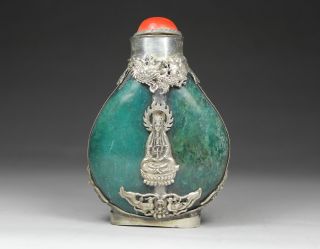 Chinese Old Jade Handwork Kwan - Yin Bird Snuff Bottle photo