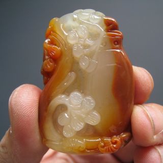 100% Hand - Cut And Carved The Huanglong Jade Plum And Bottles Pendant Charm Nr photo