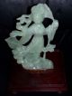 Antique Carved Jade 9 Inch Sculpture With Beast On Stand.  Great Transparency Statues photo 1