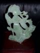 Antique Carved Jade 9 Inch Sculpture With Beast On Stand.  Great Transparency Statues photo 2