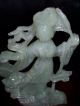 Antique Carved Jade 9 Inch Sculpture With Beast On Stand.  Great Transparency Statues photo 3