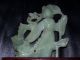 Antique Carved Jade 9 Inch Sculpture With Beast On Stand.  Great Transparency Statues photo 5