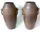 Rare Pair Of Japanese Cast Iron Vases Taisho Period 1920 Marked Nambu Vases photo 1
