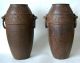 Rare Pair Of Japanese Cast Iron Vases Taisho Period 1920 Marked Nambu Vases photo 2