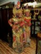 Antique Asian Carved Statues Figure Pair Lion Foo Dogs Temple Guards Other photo 11