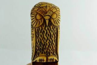 China Collectibles Old Decorated Handwork Carving Owl Tea Shovel ++++++ photo