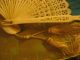 Antique Phoenix Asian Chinese Silkwork On Carved Bone Fan Free Us Ship/trk Fans photo 3